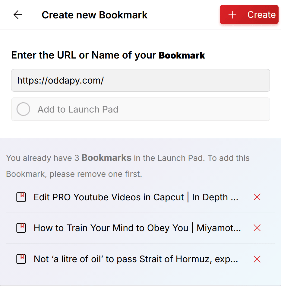 Oddapy Bookmarks — save any link in seconds
