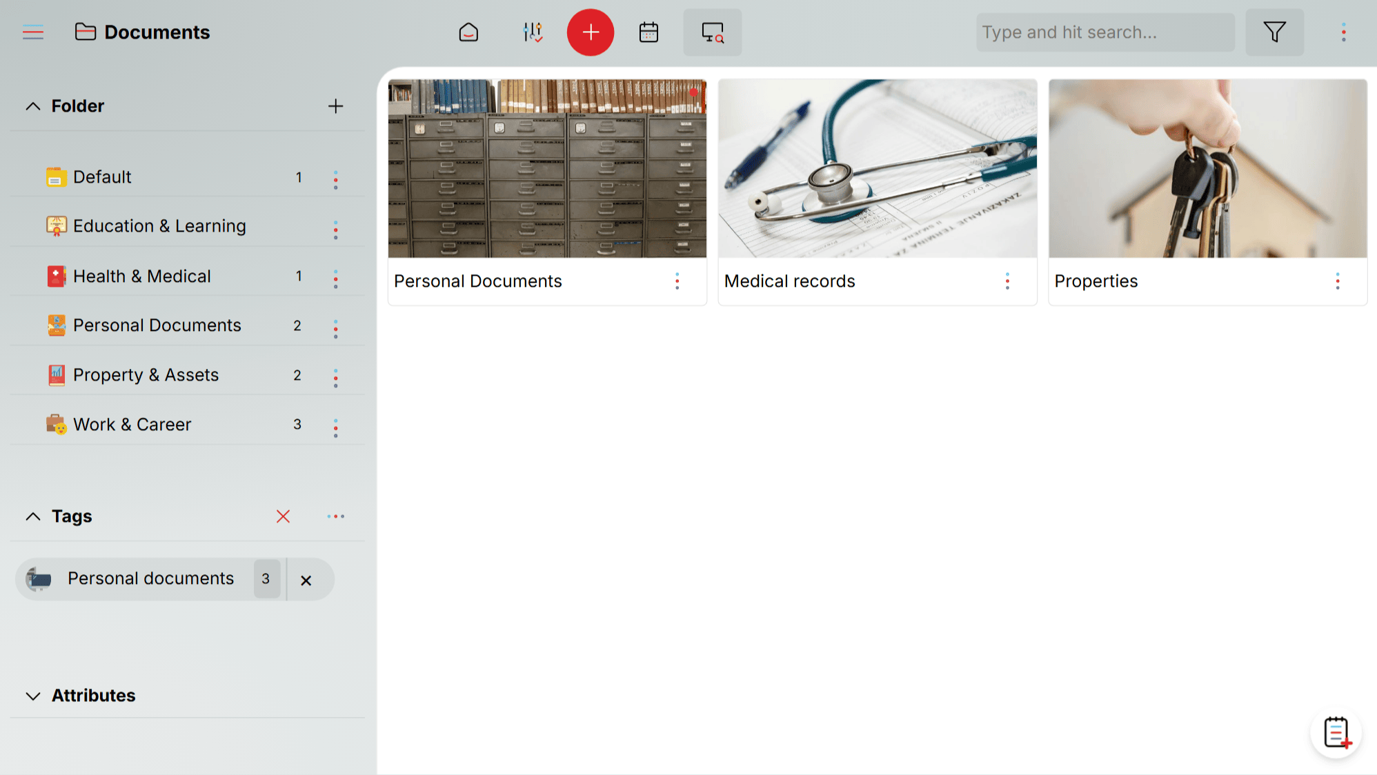 Oddapy Documents — folders and tags
